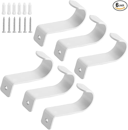 Solid Metal Bathroom Shower Oval Hook, Handkerchief, Bathrobe, Sponge Clothes Hanger, Cabinet, Closet Hook, Pants and Shirt Rack, Polished Chrome, Wall Mounted (6, White)