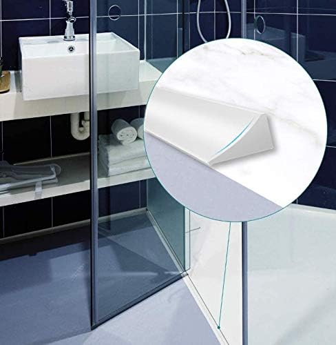 78inch Shower Threshold Water Dam Barrier Shower Door Bottom Seal Strip, Silicone Rubber Kitchen Splash Guard, Corner Dam Water Retaining Strip for Countertop,Bathroom Floor (Grey)