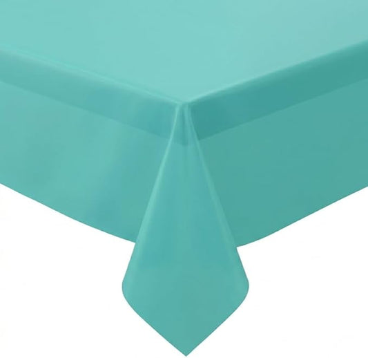 Auros Premium Plastic Tablecloths 10 Pack, 54 x 108 Inch Rectangle Disposable Table Covers for 6FT Tables, Thick & Durable, Waterproof & Spill-Proof, Easy Cleanup for Parties, Wedding, Aqua