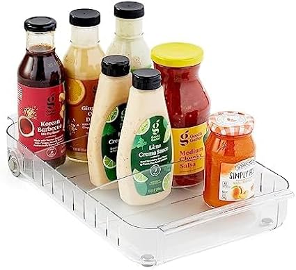 YouCopia RollOut Fridge Caddy BPA-Free Clear Rolling Refrigerator Organizer Bin with Adjustable Dividers and Handles,9" Wide,(Pack of 6)