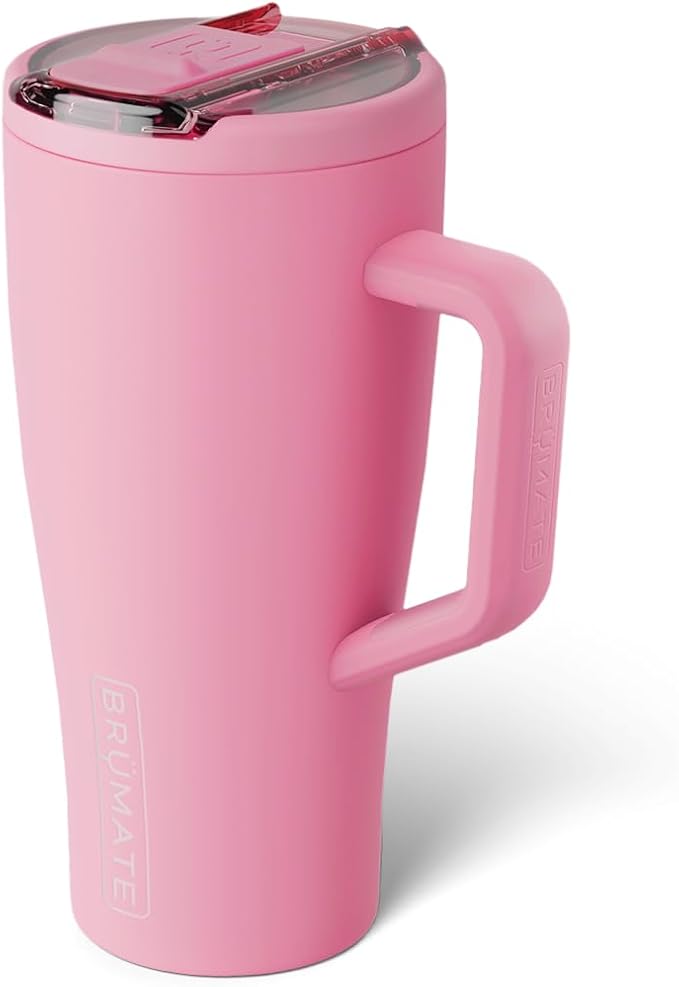 BrüMate Era Flip 30oz Tumbler with 100% Leakproof Covered Straw Lid | Hygienic Covered Straw | Insulated Stainless Steel Water Bottle with Handle | Cup Holder Friendly | BPA-Free (Primrose)