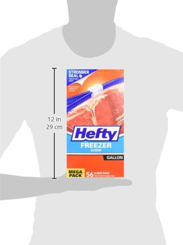 Hefty Slider Freezer Kitchen Storage Bags, Gallon Size, 56 Count (Pack of 4)