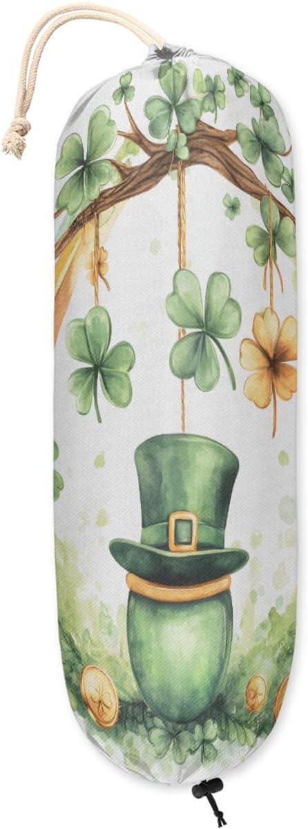 Plastic Bag Holder, St. Patrick'S Hat Grocery Bag Holder for Shopping Bags, Wall Mount Plastic Bag Storage Organizer Dispenser, Storage Holder for Home Kitchen Camper,A-10