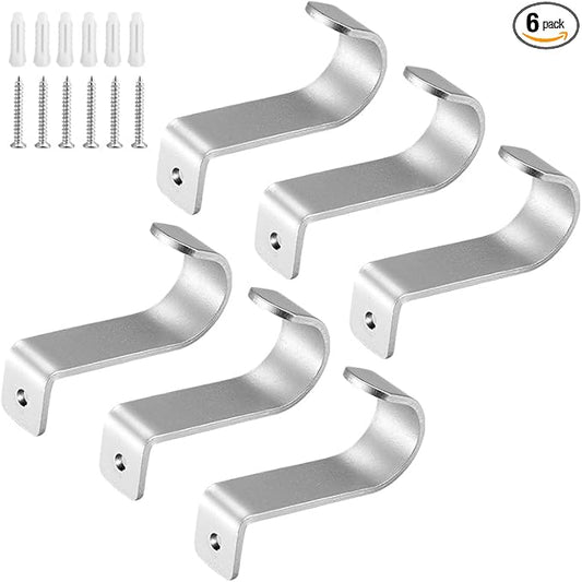 Solid Metal Bathroom Shower Oval Hook, Handkerchief, Bathrobe, Sponge Clothes Hanger, Cabinet, Closet Hook, Pants and Shirt Rack, Polished Chrome, Wall Mounted (6, Silver)