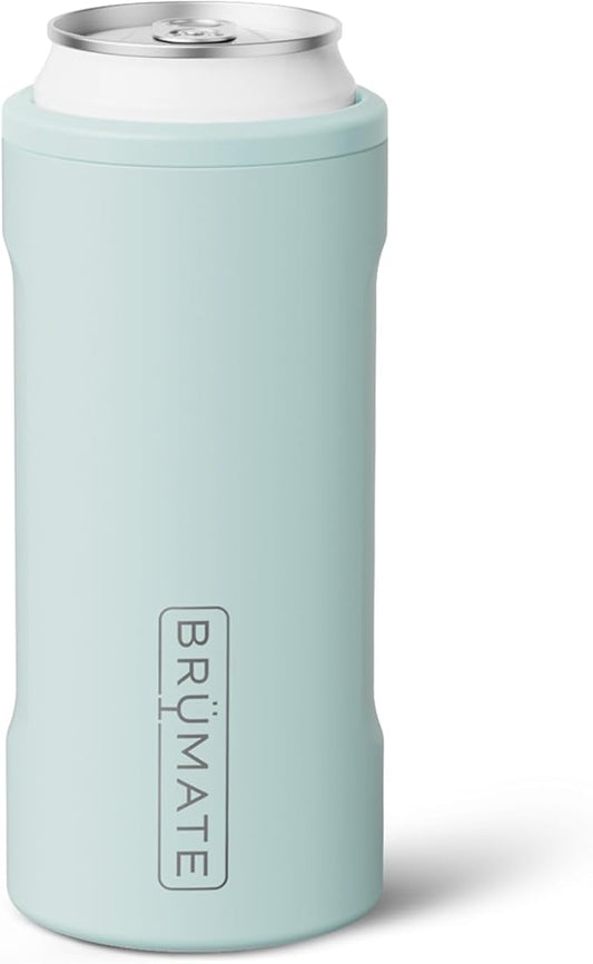 BrüMate Hopsulator Slim Can Cooler Insulated for 12oz Slim Cans | Skinny Can Insulated Stainless Steel Drink Holder for Hard Seltzer, Beer, Soda, and Energy Drinks (Blue Agave)