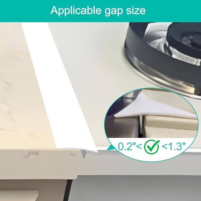 Stove Gap Covers, 2PACK Kitchen Silicone Oven Gap Filler - 21 Inches Countertop Strips Guard, Easy to Clean (White)