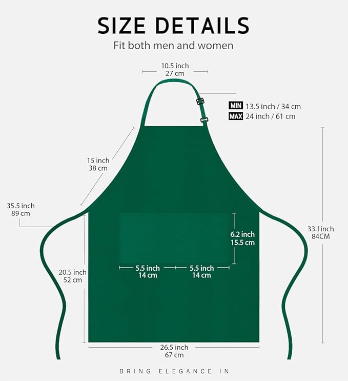Syntus Apron for Men Women, Adjustable Cooking Kitchen Chef Aprons with 2 Pockets