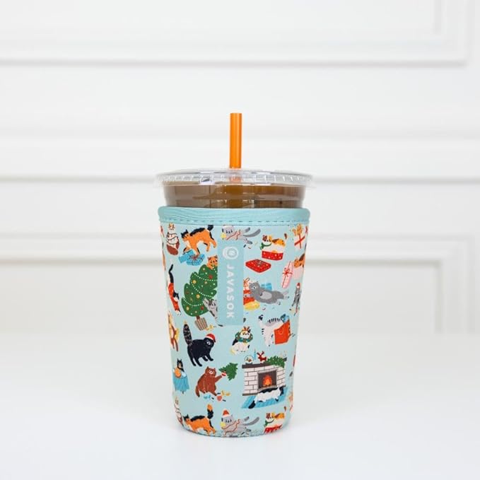 Sok It JavaSok Iced Coffee & Cold Soda Insulated Neoprene Cup Sleeve (Meowy Mayhem, Large: 30-32oz)