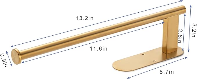 Honmein Paper Towel Holder, Upgrade SUS304 Stainless Steel Paper Towel Holder Under Cabinet, Bend-Resistant, Self-Adhesive or Drill mounting (Gold)