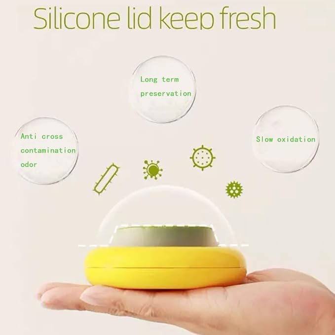 4PCs Silicone film cover+ABS Fruit and Vegetable Storage Containers Set for Fridge, Onion Storage Container, Avocado keeper,Tomato Saver,and Lemon holder reusable food savers