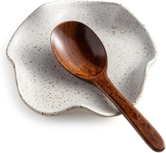 Spoon Rest for Kitchen Counter, 5.3" Ceramic Spoon Holder for Stove Top, Cute Coffee Spoon Rest, Modern Kitchen Spoon Holder for Multiple Utensils, Farmhouse Home DéCor, Housewarming Gift