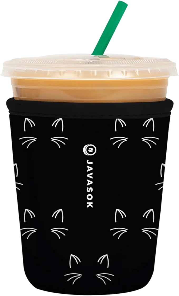 Sok It JavaSok Iced Coffee & Cold Soda Insulated Neoprene Cup Sleeve (Mystical Meows, Small: 16-20oz)