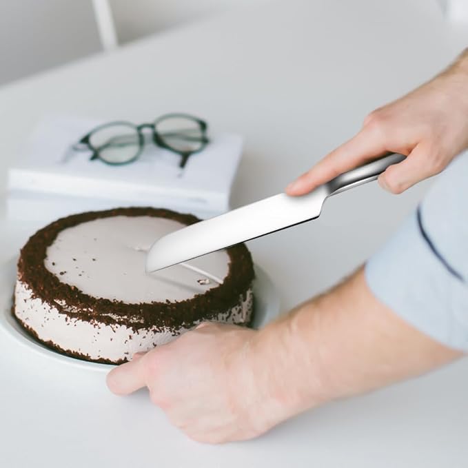 Wedding Cake Knife and Server Set Silver,Stainless Steel Cake Cutting Set,2Pcs Include Cake Cutter And Cake Server for Wedding, Birthday, Parties and anniversary, Dishwasher Safe