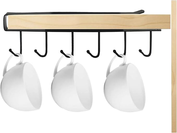 Zorfeter 2 Pack Mug Holder Under Cabinet Coffee, Multi-Purpose Kitchen Hooks, Space-Saving Hangers for Kitchen/Cups/Keys Storage/Scarf Ties Belts(White)