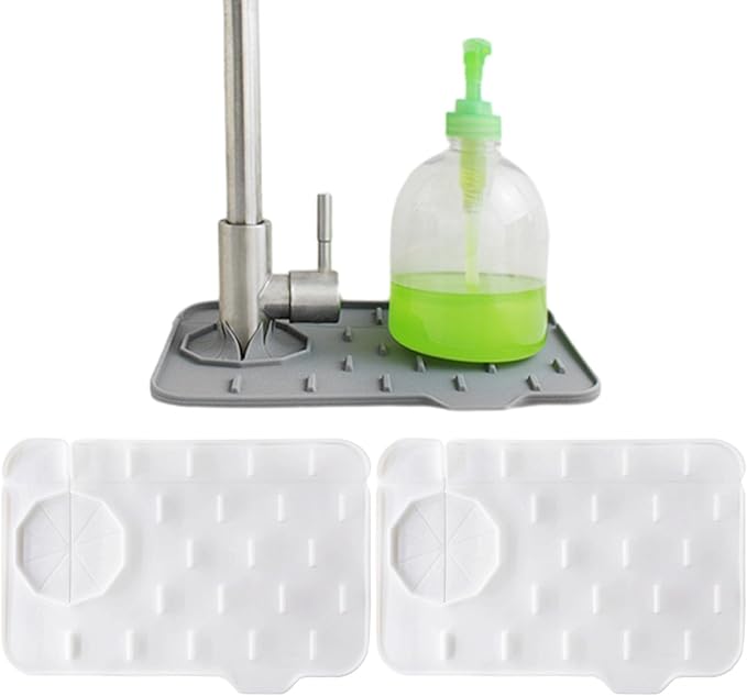 Sink Splash Guard, Pack of 2 Mini Kitchen Faucet Mat, Can be Used on Both Sides, Tap Sink Splash Guard, Splash Guard, Suitable for Kitchen Sink, Bathroom, Corner Sink, Protect Worktop (White)