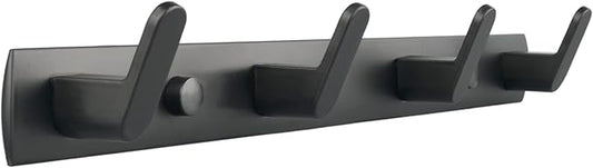 ULIBERMAGNET Magnetic Hooks,Heavy Duty Coat Magnetic Rack,Strong Rubber Magnetic Hanger for Refrigerator,Metal Cabinet,Hanging Coat, Towel, Bag, Backpack(Matte Black/4 Hooks)