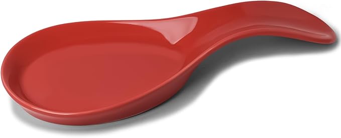 GDCZ Porcelain Spoon Rest - Large Spoon Holder Utensil Rest for Kitchen Counter Stove Top, Dishwasher Safe (Red)