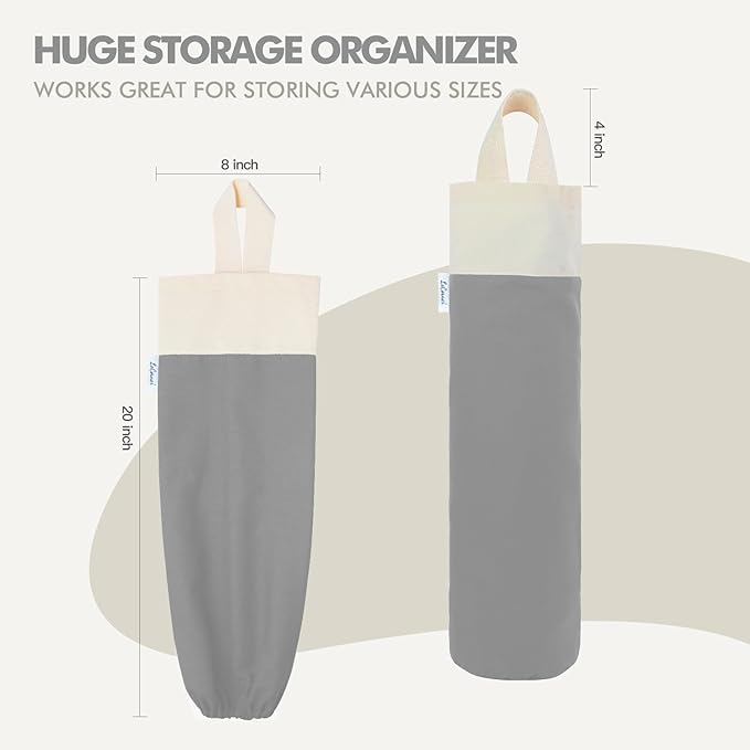Plastic Bag Holder, Wall Mount Grocery Bag Holder for Plastic Bags Storage, Cotton Shopping Garbage Sack Organizer, Large Trash Bag Dispenser for Home Kitchen Decor