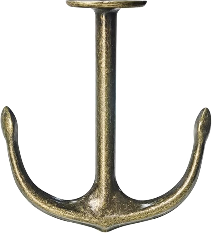 Anchor Shape Zinc Alloy Double Prong Ceiling Hooks, 4-Pack Under Shelf Coat Hooks Hanging Towel Robe Clothes Cap Bathroom Kitchen Cabinet Garage Use (Bronze)