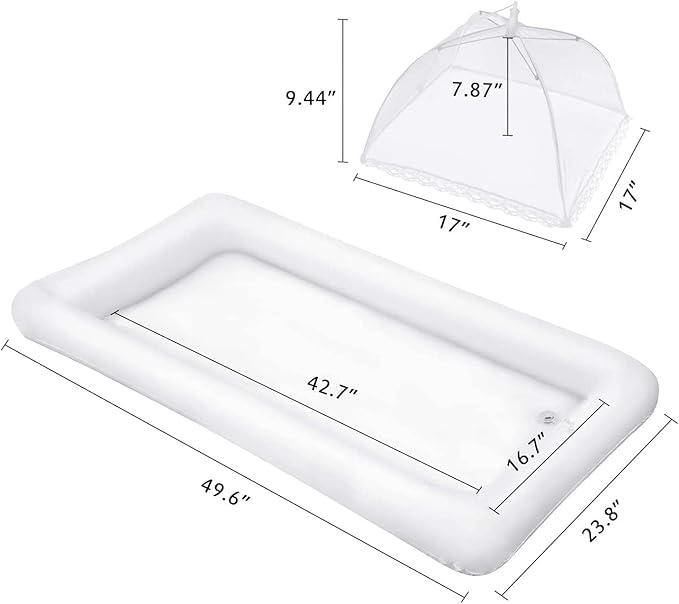 HBlife Inflatable Serving Bar & Mesh Food Cover Combo Set, Party Supplies for Buffet Food Drink Outside, 2 Inflatable Cooler, 6 Food Tents/Food Covers for Outdoors