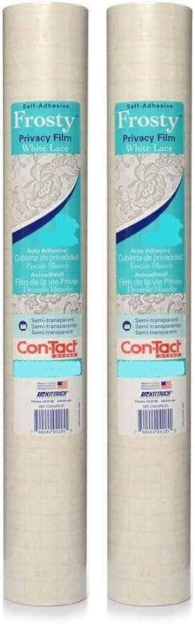 Con-Tact Brand Clear Cover Self-Adhesive Semi-Transparent Shelf Liner and Privacy Film, 18" x 9', Frosty White Lace (Pack of 2)