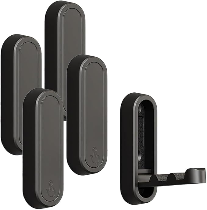 Gold Foldable Wall Hooks, Metal Foldable Hooks Wall Wount for Bathroom, Kitchen, Bedroom – Space-Saving, for Towels, Coats, Bags, Easy Installation (Black, 4PCS)