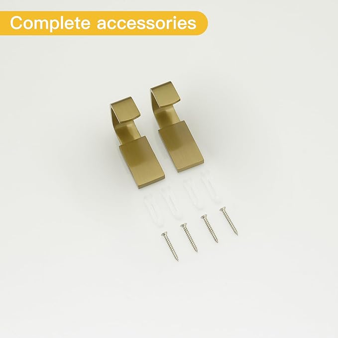 BESy Brass Clothes Hook Single Towel Hook for Bathroom Kitchen Garage Square Style Robe Hooks Coat and Hat Hook, Wall Mounted with Screws, Two Packs, Brushed Gold
