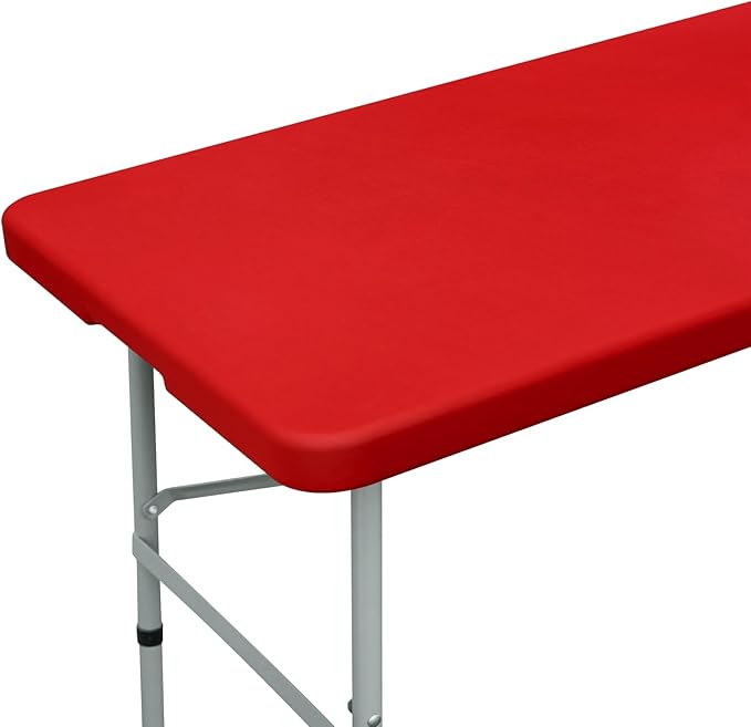 Fitted Rectangle Tablecloth 24 x 48 Inch Elastic Table Cloth for 4ft Table, Stretch Spandex Tables Cover Red Washable Polyester Tables Top Cap Cover for Dining Picnic Camping Indoor and Outdoor