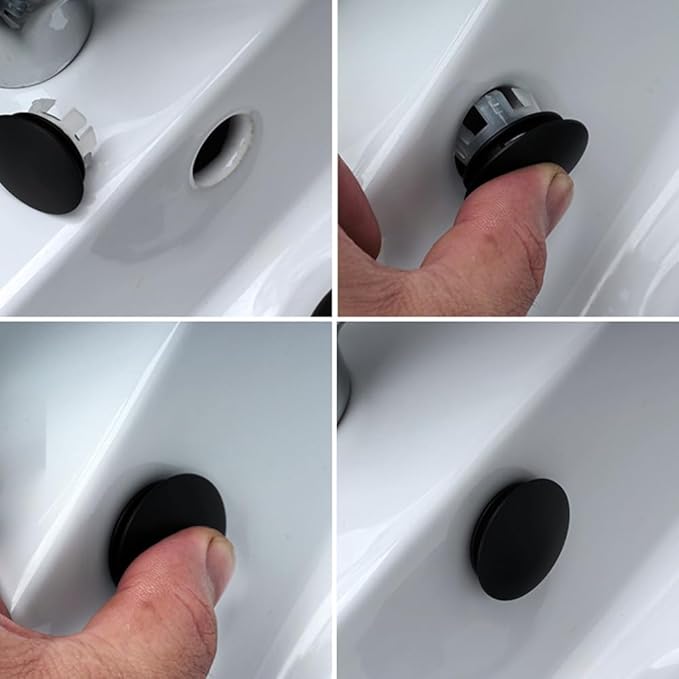 Sink Overflow Ring 2 Pack Matte Black Bathroom Vanity Sink Overflow Cover Insert in Round Trim Cap Brass Material