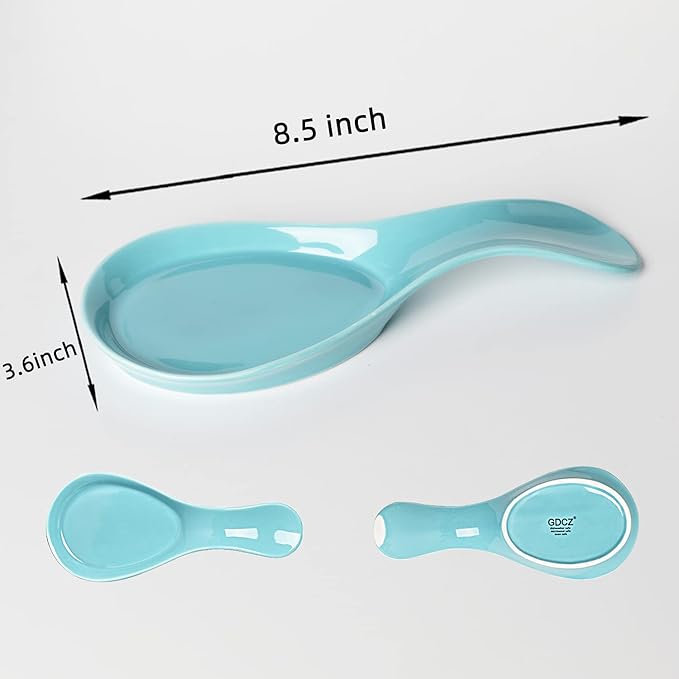 GDCZ Porcelain Spoon Rest - Large Spoon Holder Utensil Rest for Kitchen Counter Stove Top, Dishwasher Safe (Turquoise)