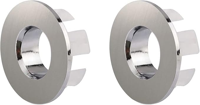 Sink Basin Trim Overflow Cover Brass Insert In Hole Round Caps Brushed Nickel(2 Pack)