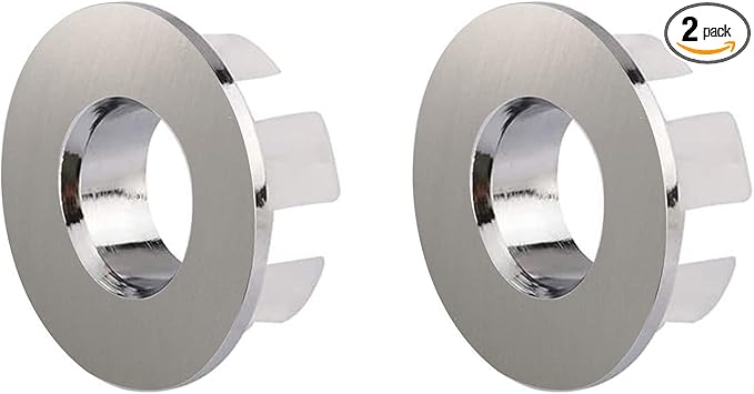 Sink Basin Trim Overflow Cover Brass Insert In Hole Round Caps Brushed Nickel(2 Pack)