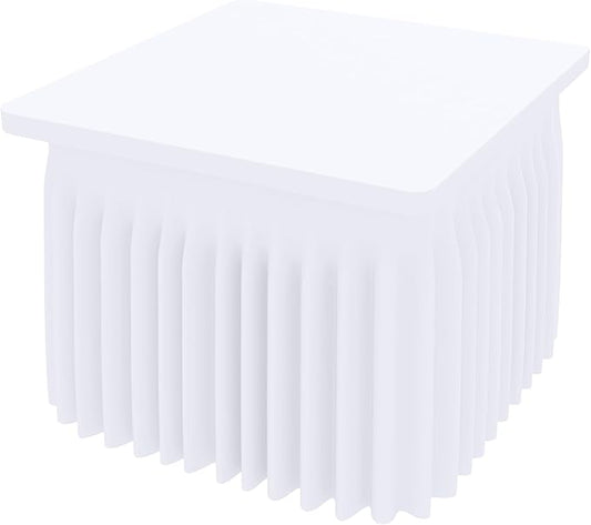 Smiry Spandex Tablecloth, Elastic Fitted Stretch Tablecloth for 3FT Rectangle Tables, Waterproof Washable Table Cover Skirt for Outdoor, Wedding, Banquet & Parties (White, 34Lx34Wx30H Inch)
