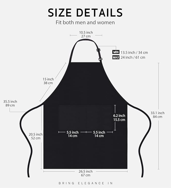 Syntus Apron for Men Women, Adjustable Cooking Kitchen Chef Aprons with 2 Pockets