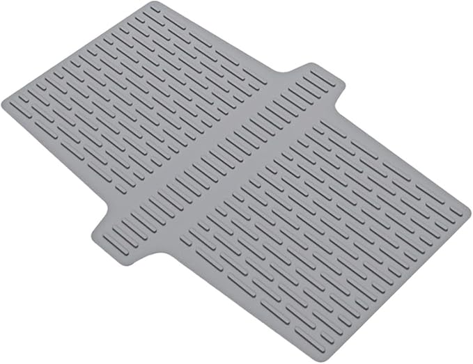 Silicone Kitchen Sink Divider Mat Heat Resistant Counter Protection Pad Double Basin Bridge Mat Dishwasher Safe Non-Slip Dish Drying Rack Between Sinks 17.6x12.8(Grey)