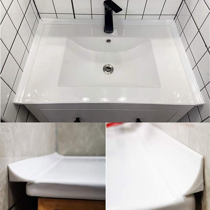 67 Inch Selfadhesive Shower Threshold Water Dam Barrier Silicone Waterproof Shower Door Water Guard Bathroom and Kitchen Corner Seal Strip Water Guard for Dry and Wet Separation (Black)