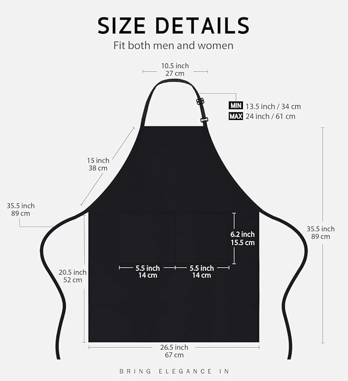 Syntus Apron for Men Women, Adjustable Cooking Kitchen Chef Aprons with 2 Pockets