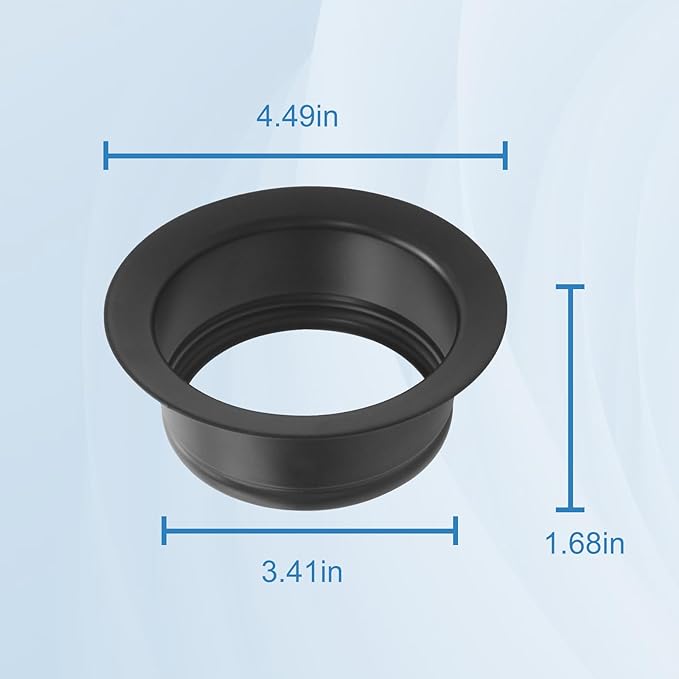 Black Garbage Disposal Sink Flange for InSinkErator, FLG-MTBLK Kitchen Sink Garbage Disposal, Garbage Disposal Stopper, 3-1/2 Inch Universal Stainless Steel Flange - 1 Pack