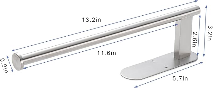 Honmein Paper Towel Holder, Upgrade SUS304 Stainless Steel Paper Towel Holder Under Cabinet, Bend-Resistant, Self-Adhesive or Drill mounting (2 Silver)
