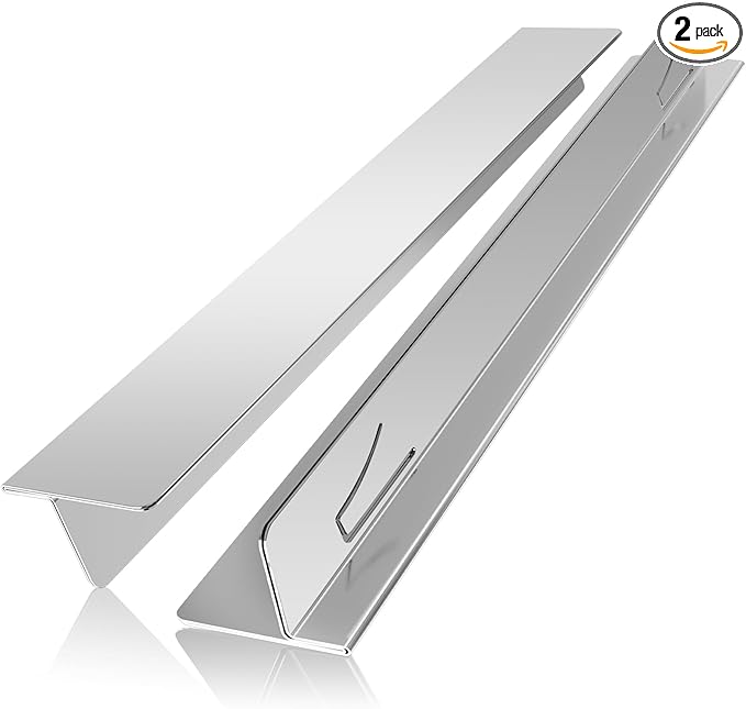 Stove Gap Covers Stainless Steel Stove Gap Filler,13.8'' to 27.5'' Adjustable Length (2PCS),Oven Stove Side Gap Guards Between Stove top and Counter for Kitchen,Range Trim Kit,Heat Resistant,Silver