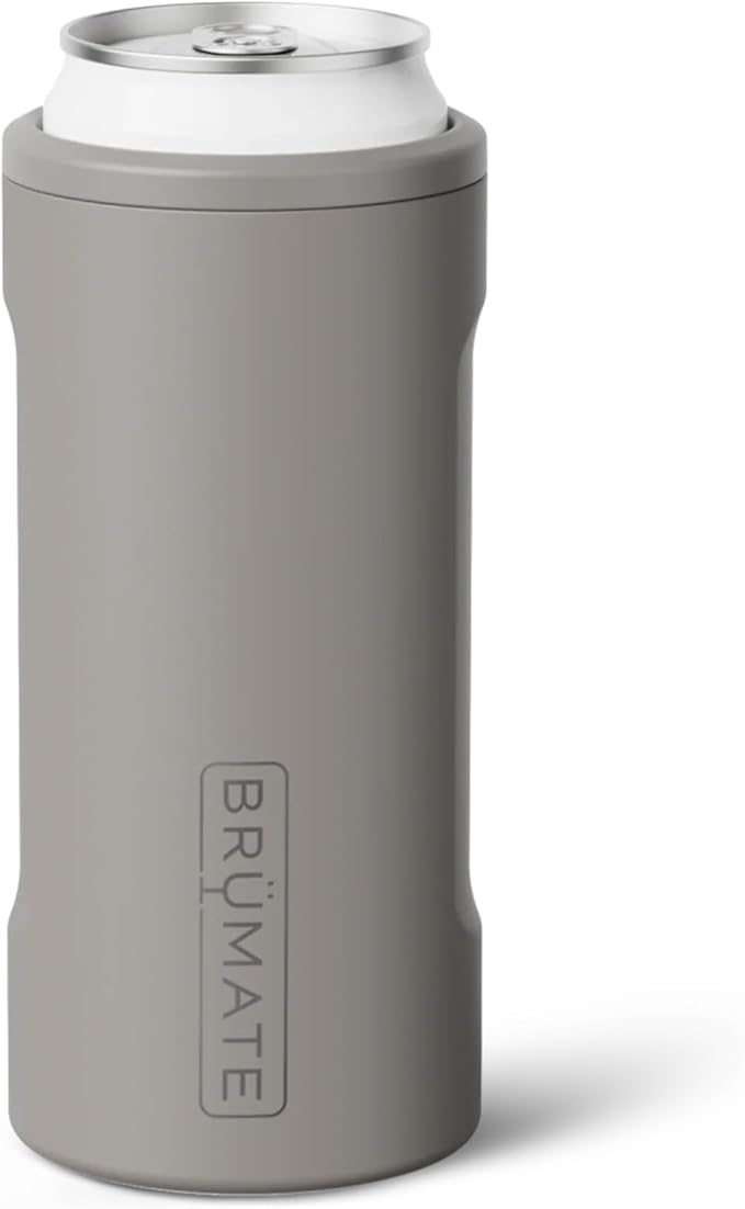 BrüMate Hopsulator Slim Can Cooler Insulated for 12oz Slim Cans | Skinny Can Insulated Stainless Steel Drink Holder for Hard Seltzer, Beer, Soda, and Energy Drinks (Mocha)