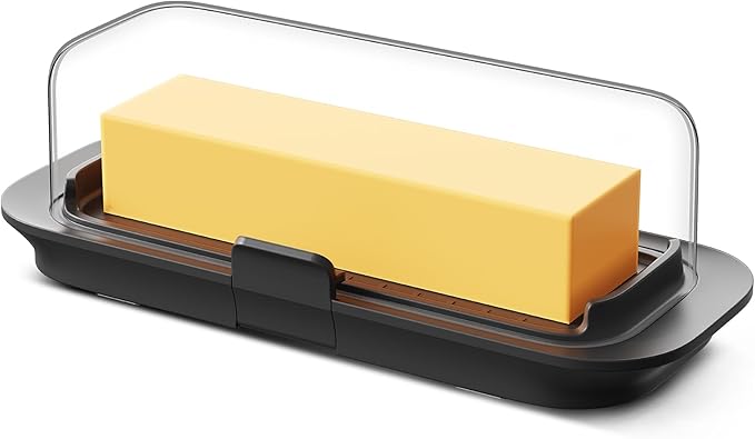Butter Dish with Lid for Countertop and Refrigerator Door Shelf, Airtight Butter Keeper Container, Locking Butter Holder for East/West Coast Butter, BPA-free, Microwave/Dishwasher Safe