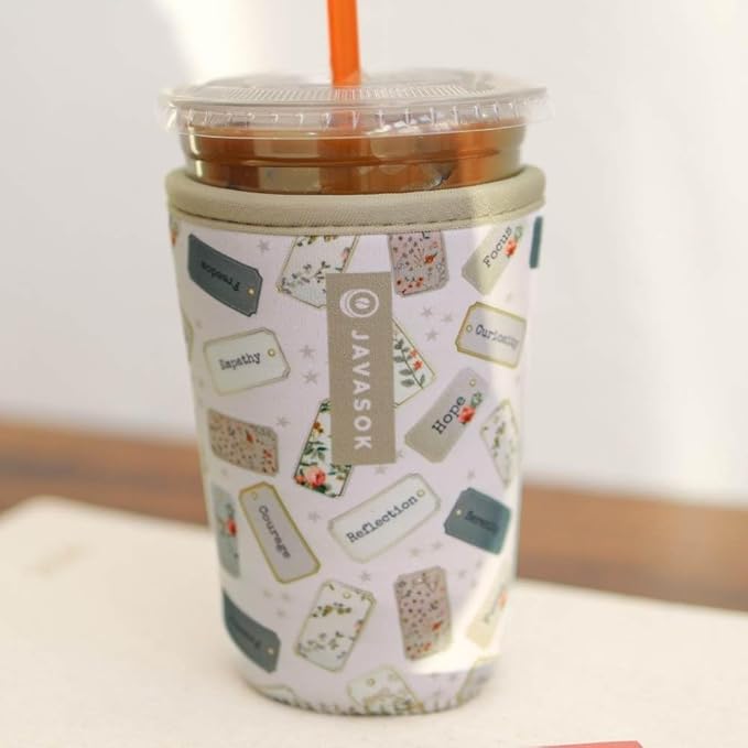 Sok It JavaSok Iced Coffee & Cold Soda Insulated Neoprene Cup Sleeve (Daily Intentions, Small: 16-20oz)