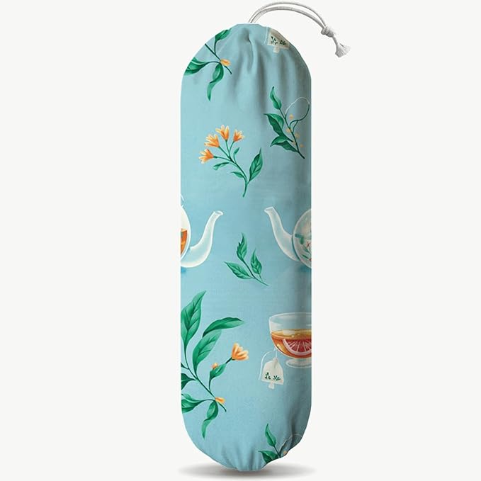 Teapot Plastic Bag Holder, Reusable Shopping Bags Storage Dispenser, Fabric Garbage Trash Bags Carrier Organizer, Fabric Grocery Bag Organizer, Wall Mount, Housewarming Gifts for Tea Lover