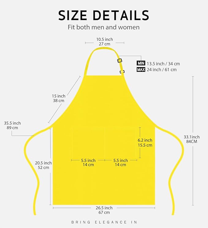 Syntus Apron for Men Women, Adjustable Cooking Kitchen Chef Aprons with 2 Pockets