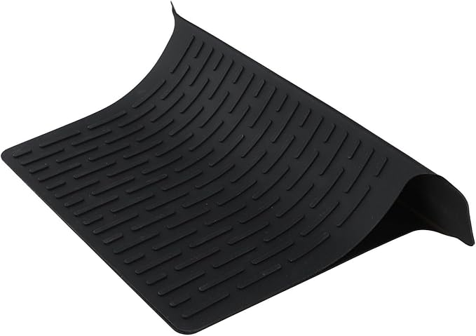 Silicone Kitchen Sink Divider Mat Heat Resistant Counter Protection Pad Double Basin Bridge Mat Dishwasher Safe Non-Slip Dish Drying Rack Between Sinks 17.6x12.8(Black)