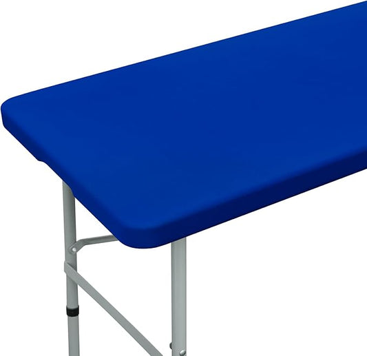 Fitted Rectangle Tablecloth 24 x 48 Inch Elastic Table Cloth for 4ft Table, Stretch Spandex Table Cover Royal Blue Washable Polyester Table Top Cap Cover for Dining Picnic Camping Indoor and Outdoor