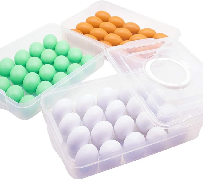 HANSGO Deviled Egg Containers with Lid, 3-Layer 60PCS Clear Egg Platter Carrier with Lid Dispenser for Easter Thanksgiving Party Home Kitchen Supplies