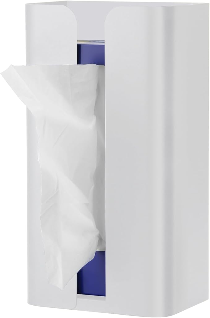 Magnetic Laundry Dryer Sheet Dispenser, Tissue Holder, Garbage Bag Dispenser for Fridge, Kitchen, Laundry (White)