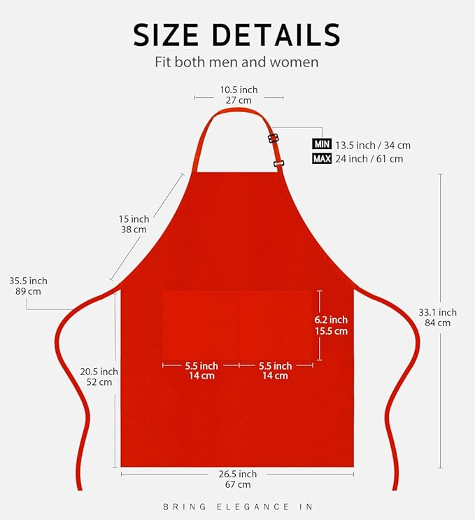 Syntus Apron for Men Women, Adjustable Cooking Kitchen Chef Aprons with 2 Pockets